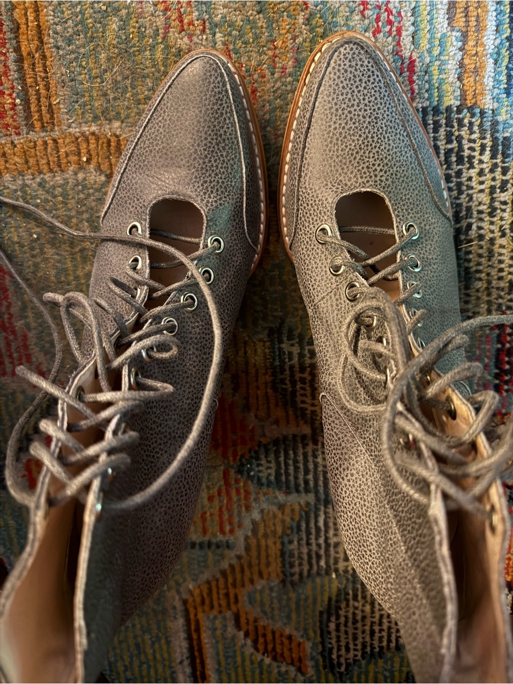 Sol Sana Leo Dove Gray Leather Lace-Up Booties EU 40